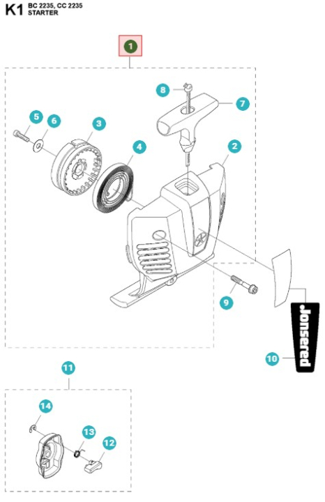 Starterhus Jonsered CC2235, CC2236, BC2235, GC2236 i gruppen  hos GPLSHOP (5441284-02)