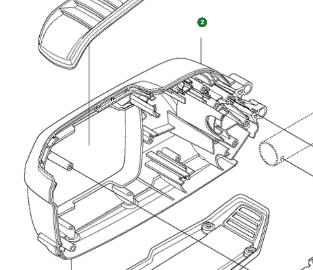 Batterihus halvdel, venstre i gruppen Reservedele / Reservedele Hækkeklippere / Reservedele Husqvarna 520iHT4 hos GPLSHOP (5770076-03)