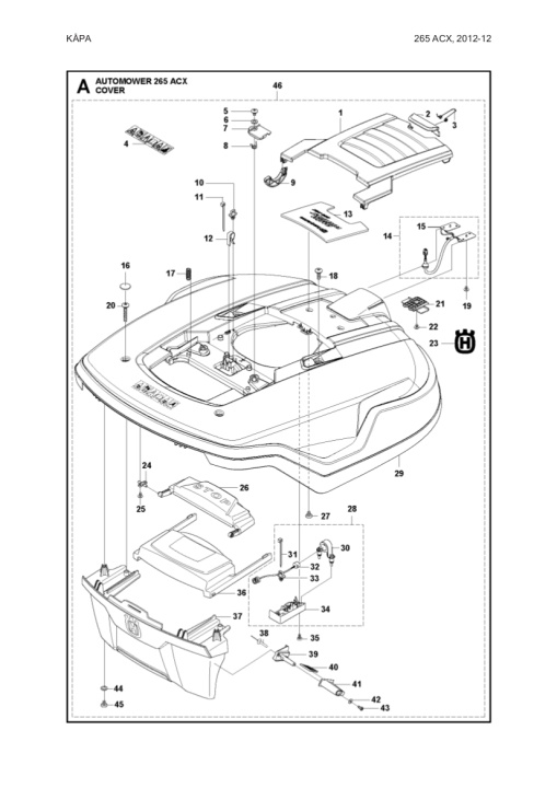 Karosseri Komplet Automower 265 Acx 5802926-02 i gruppen Reservedele Robotplæneklipper / Reservedele Husqvarna Automower® 265 ACX / Automower 265 ACX - 2015 hos GPLSHOP (5802926-02)