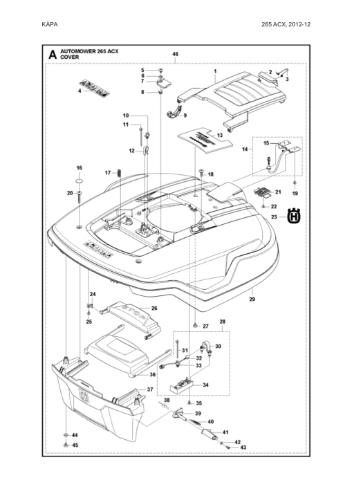 Karosseri Komplet Automower 265 Acx 5802926-02 i gruppen Reservdele Robotplæneklipper / Reservedele Husqvarna Automower® 265 ACX / Automower 265 ACX - 2015 hos GPLSHOP (5802926-02)