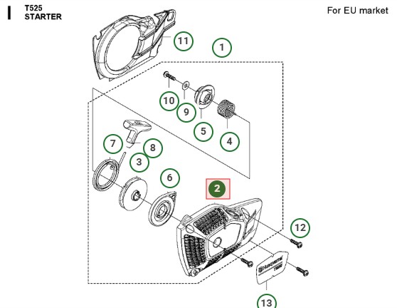 Starterhus 5878756-01 i gruppen Reservedele / Reservedele Motorsave / Reservdele Husqvarna T525 hos GPLSHOP (5878756-01)