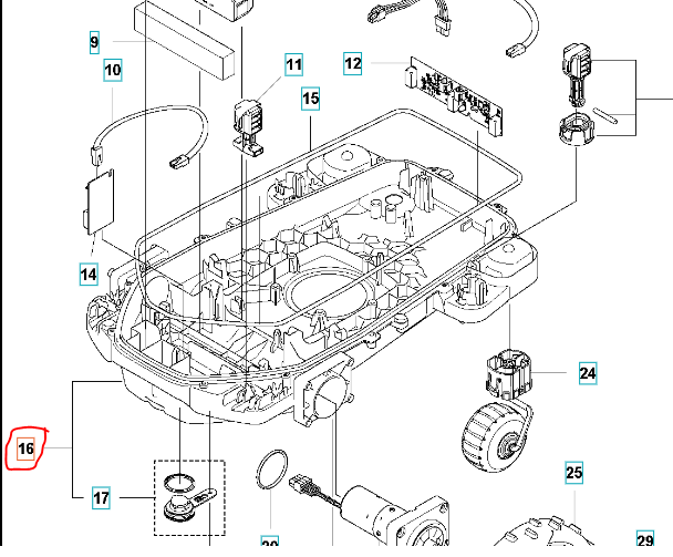 Chassis Nederste 405X/415X 5992956-01 i gruppen Reservedele Robotplæneklipper / Reservedele Husqvarna Automower® 415X / Automower 415X - 2025 hos GPLSHOP (5992956-01)