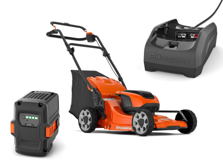 Husqvarna LC 142i + B140 & C80 i gruppen Husqvarna Skov og have produkter / Husqvarna Plæneklippere / Batteriplæneklipper hos GPLSHOP (9705418-04)