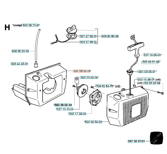 Brændstoftank Jonsered RS40, RS51, RS52