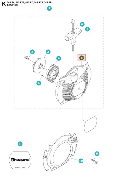 Starterhus 345FR, 545FR, 545RXT, 545FXT, 545F