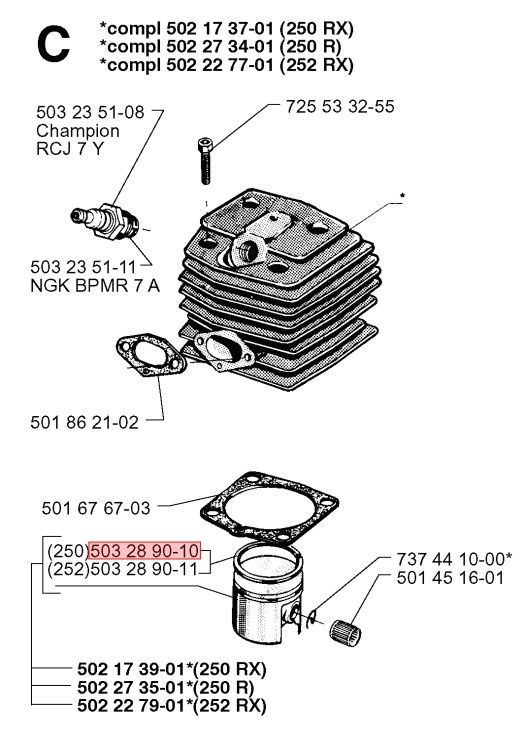 Stempelring 246, 250RX, 252RX, 340, 345, 351