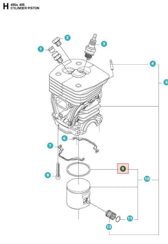 Stempelring Husqvarna 455 Rancher, Jonsered CS2255