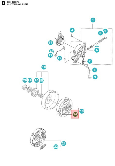 Koblingsfjeder Husqvarna 390XP, 390XPG
