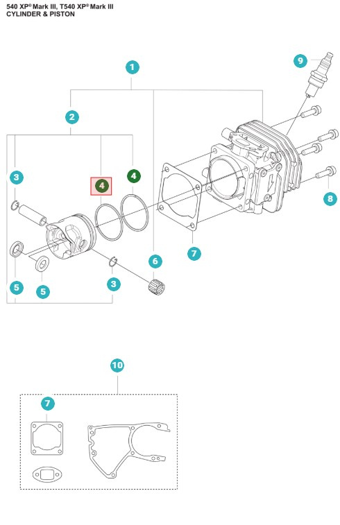 Stempelring 439, T435, 540XP Mark III, T540XP Mark III