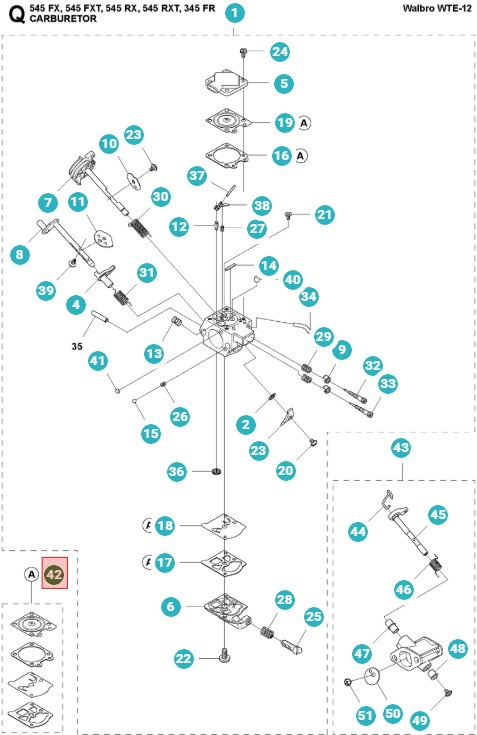 Pakningssæt Karburator Walbro D10 Wte 5159996-01
