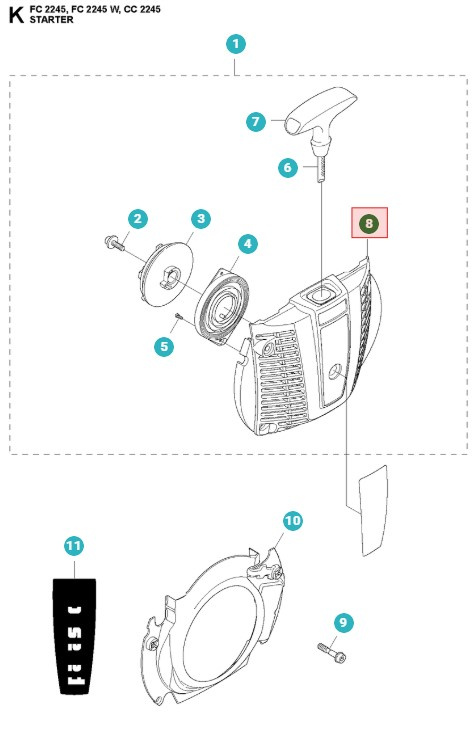 Starterhus Jonsered CC2245, FC2245