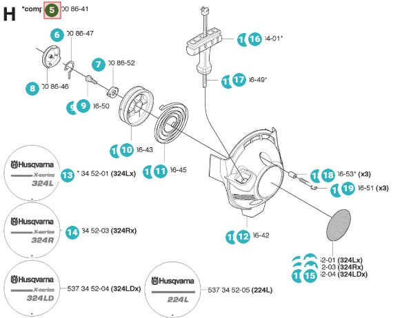 Startenhed Husqvarna 324RX, 524R, 524LK