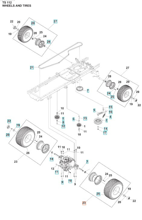 Baghjulskit TS 112, TS 114, TC 215T, TC 220T, TS 112, TS 114, TS 215T, TS 217T
