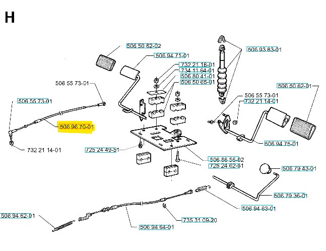 Kabel hydrostat Rider 13, 850HST, 970HST, ProFlex 18, 20, 1200