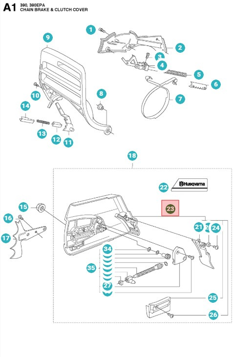 Koblingsdæksel Husqvarna 390XP, 390XPG