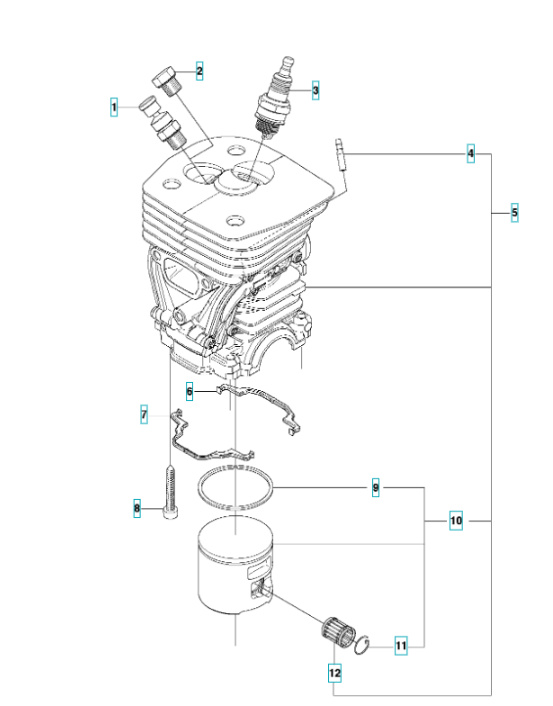 Cylinder Kpl Husqvarna 455 Rancher, Jonsered CS2255