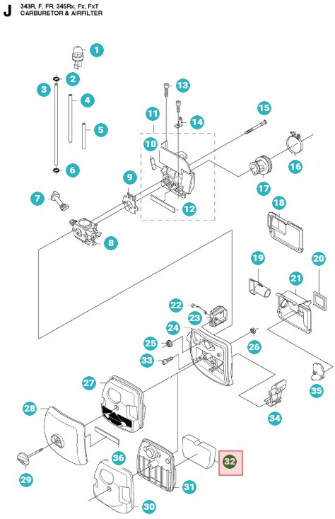 Luftfilter Husqvarna 345FX, 345RX, 343FR, FC2145
