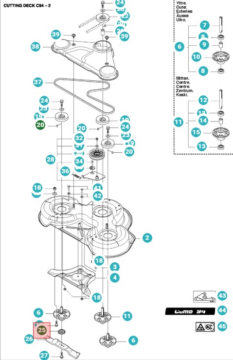 Klingefastgørelse Rider 11, 13, 214 & 216