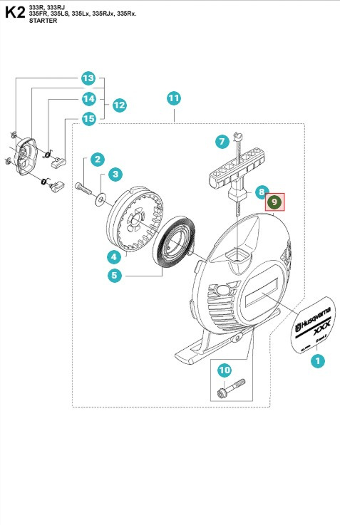 Startenhed Husqvarna 335FR, 335RX, 535RXT, 535FBX