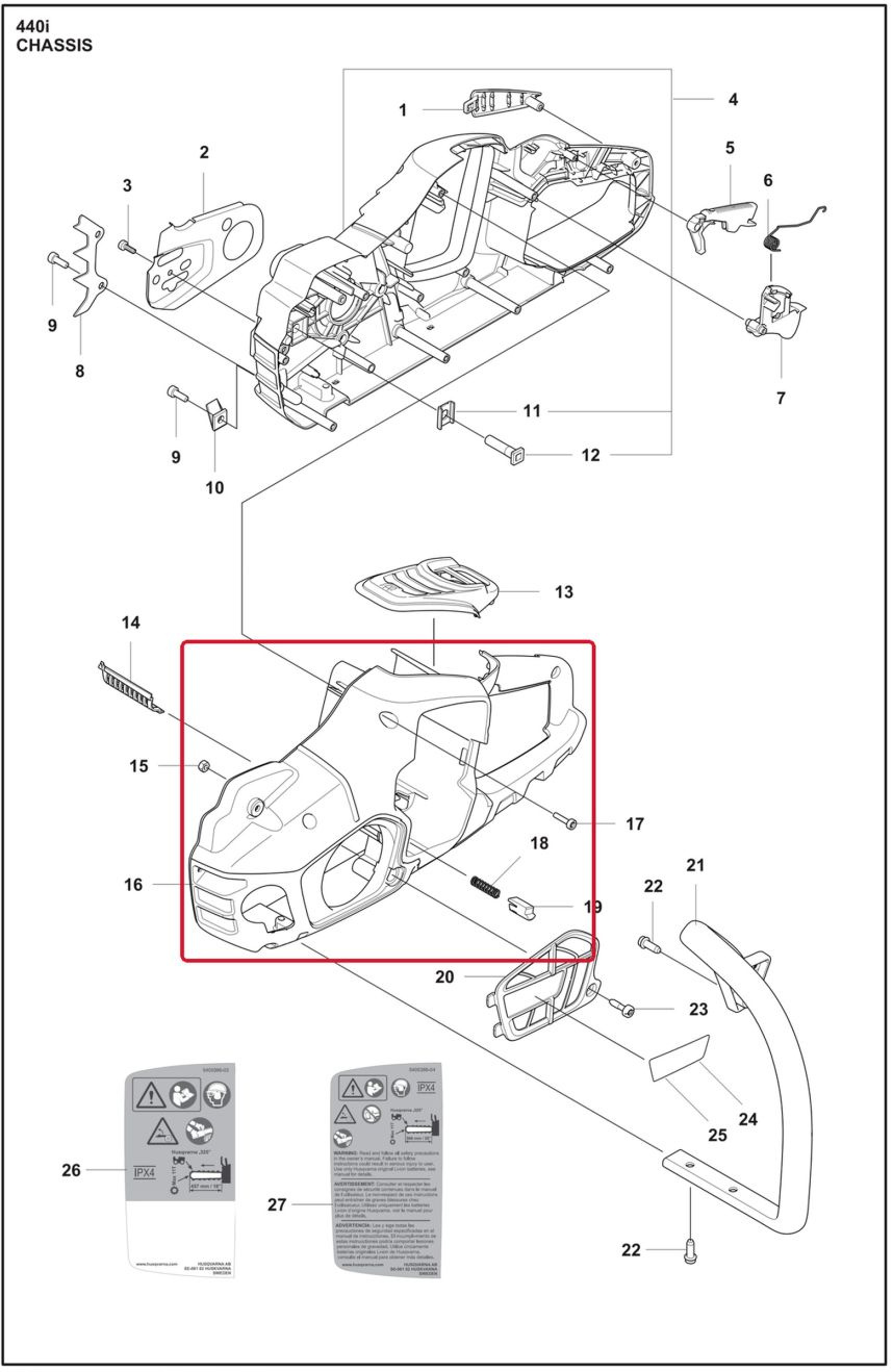 Chassis chassis venstre / svinghjulsside