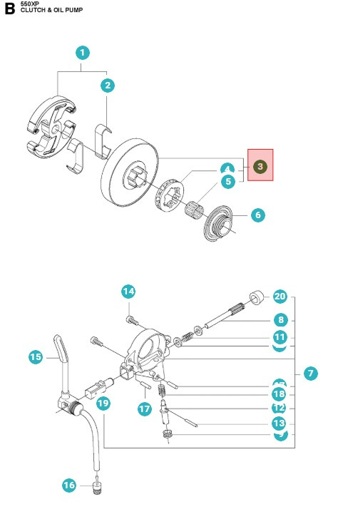 Koblingstromle Med Nåleleje Og Ringgear .325