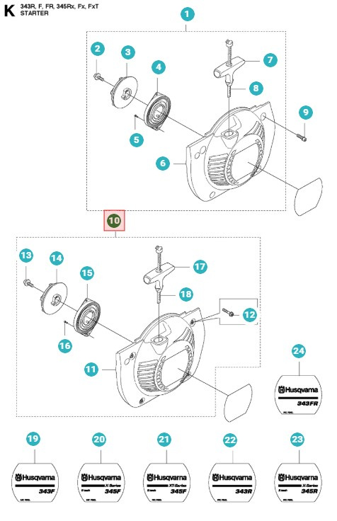 Startenhed Husqvarna 343FR, 345FX, 345RX