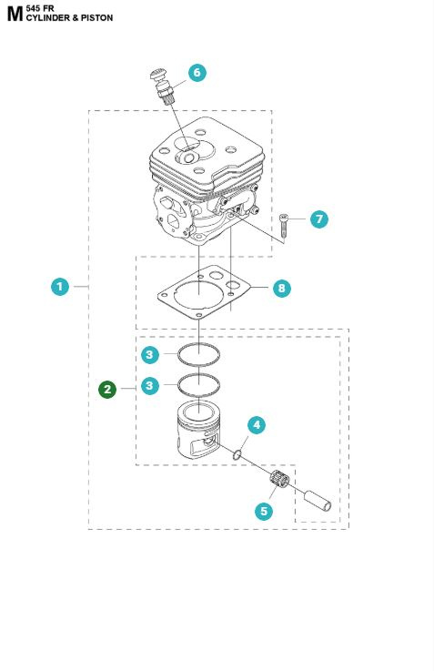 Stempel 42mm Husqvarna 345FR, 545FR, 545FX, 545RX, FC/CC 2245