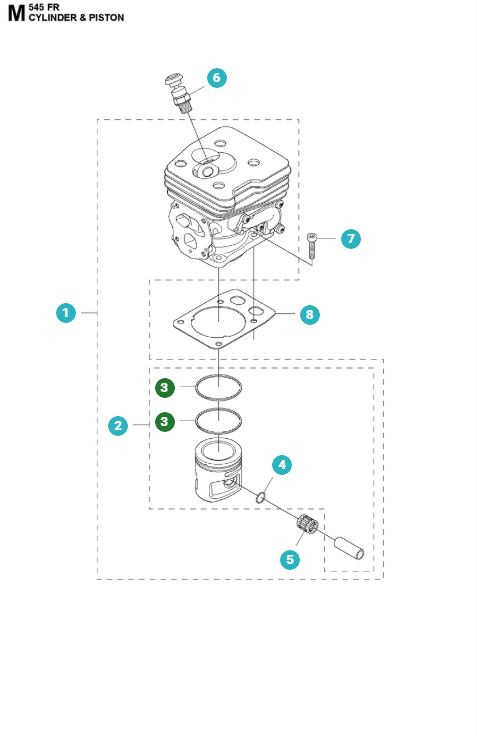 Stempelring 42mm Husqvarna 345FR, 545FR, 545FX, 545RX, FC/CC 2245