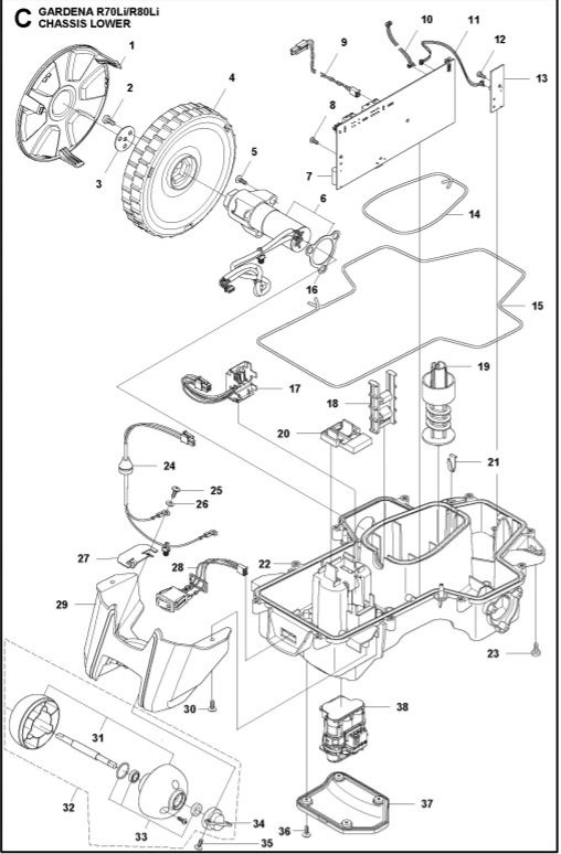 Hub Kapsel Gardena R38Li-R80Li, Flymo 1200R