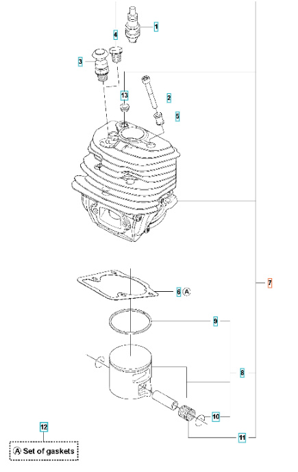 Cylinderstempel Husqvarna 545(Gen 1), CS2252