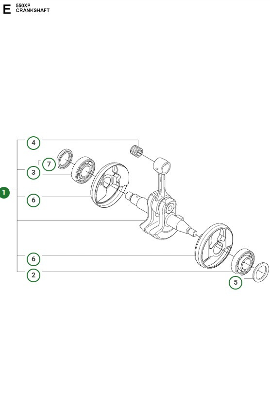 Krumtapaksel Kpl Husqvarna 550XP, Jonsered CS2253