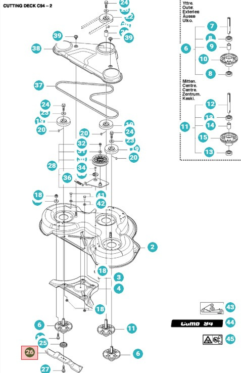 Husqvarna Plæneklipper Klinge 36cm Combi 94