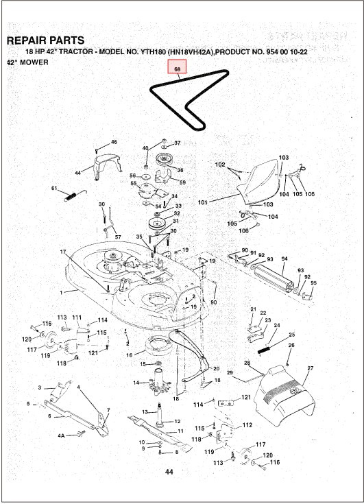 Drivrem til klippeaggregat 42