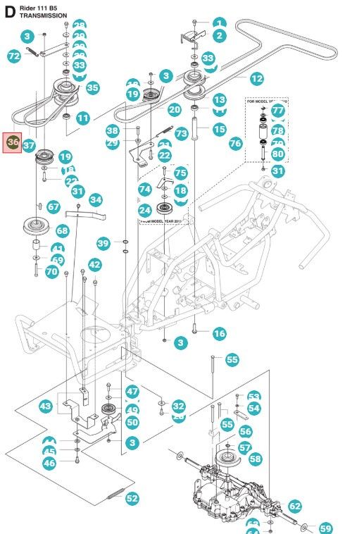 Rem Husqvarna Rider 111 B5, Jonsered FR2311 M, 5895341-01