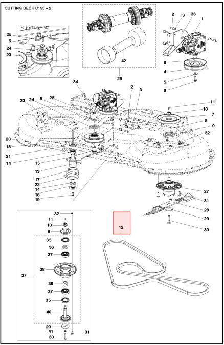 Klippeaggregatrem Husqvarna C155 (967293901)