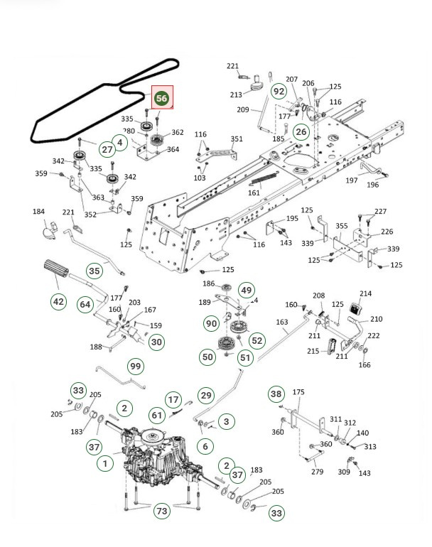 Drivrem Husqvarna TC142, TC238, TC239T, TC242, TC338 m.fl